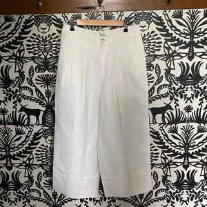 Madewell Cream Linen Blend Crop Trousers size 4